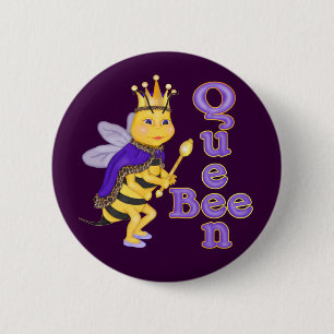 Funny Queen Bee Ronde Button 5,7 Cm