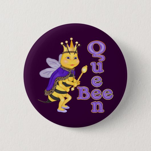 Funny Queen Bee Ronde Button 5,7 Cm (Voorkant)
