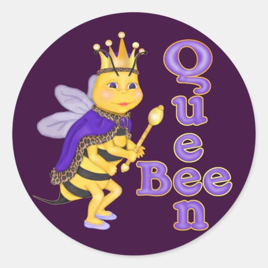 Funny Queen Bee Ronde Sticker (Voorkant)