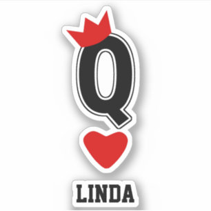 Funny Queen Letter Q Card Crown Symbol Sticker