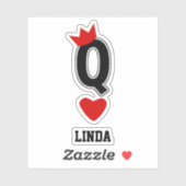 Funny Queen Letter Q Kaart Crown Symbool Aangepast Sticker (Vel)