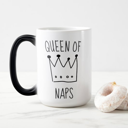Funny Queen of Naps Crown Magische Mok (Met donut)