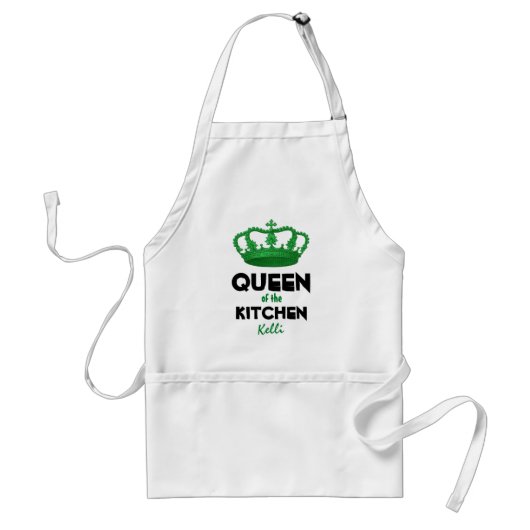 Funny Queen of the Kitchen Crown Custom Name 4D Standaard Schort (Voorkant)