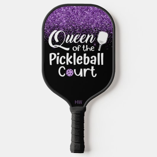 Funny Queen Paars Glitter Pickleball Paddle (Achterkant)