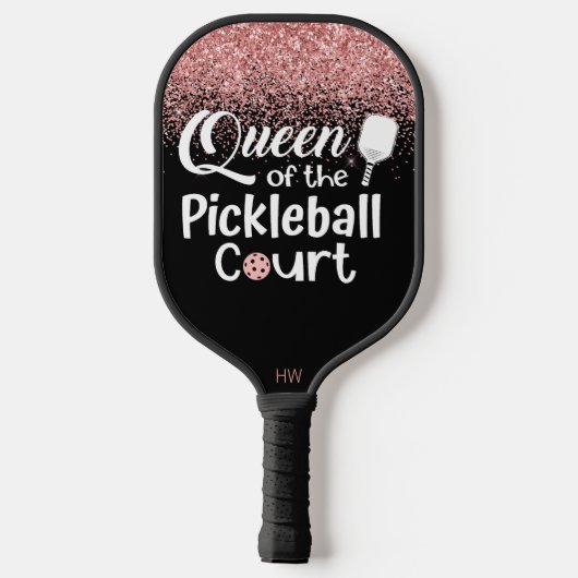 Funny Queen Pink Glitter Pickleball Paddle (Achterkant)