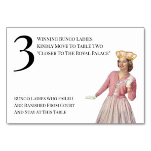 Funny Queen Table Three Bunco Kaart