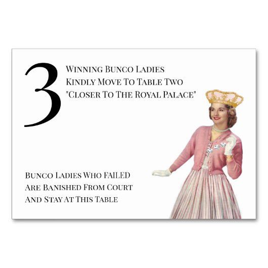 Funny Queen Table Three Bunco Kaart (Achterkant)