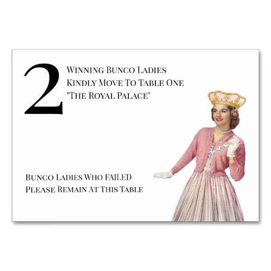 Funny Queen Table Two Bunco Kaart (Achterkant)