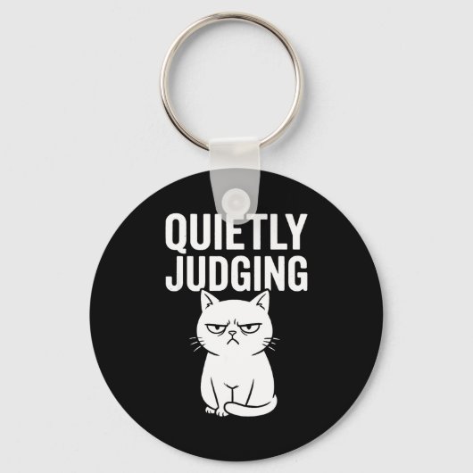 Funny Quietly Judging Sarcastic Crazy Cat Lover Gr Sleutelhanger (Voorkant)