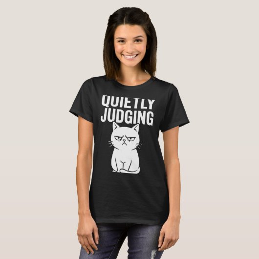 Funny Quietly Judging Sarcastic Crazy Cat Lover Gr T-shirt (Voorkant volledig)