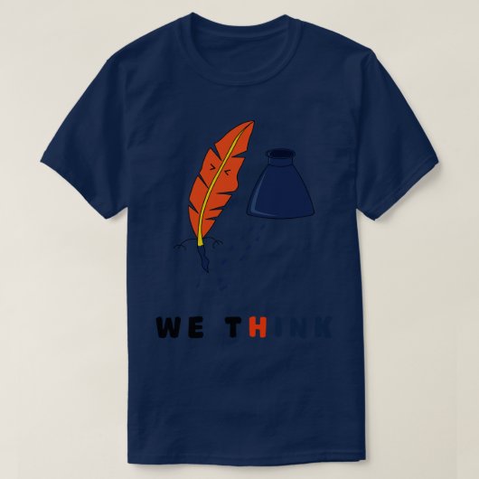 Funny Quill Feather Pen and Ink T-shirt (Design voorkant)