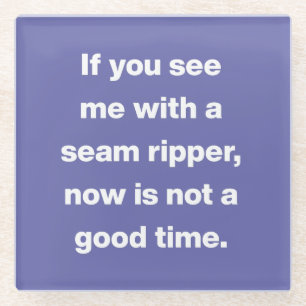 Funny Quilter Problemen Citaat in Paars Glazen Onderzetter