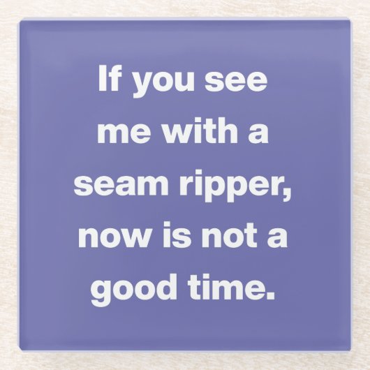 Funny Quilter Problemen Citaat in Paars Glazen Onderzetter (Voorkant)