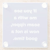 Funny Quilter Problemen Citaat in Paars Glazen Onderzetter (Achterkant)