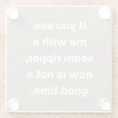 Funny Quilter Problemen Citaat in Taupe Glazen Onderzetter (Achterkant)