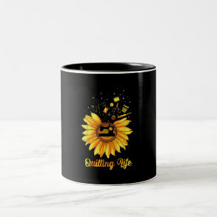 Funny Quilting Life Love Sun Flower Quilters Gift Tweekleurige Koffiemok