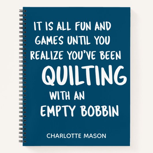 Funny Quilting Quote voor Quilters gepersonaliseer Notitieboek (Voorkant)