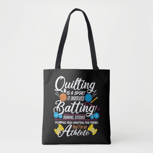 Funny Quilting Sewing Gift Quilter en Sewer Yarn Tote Bag (Voorkant)