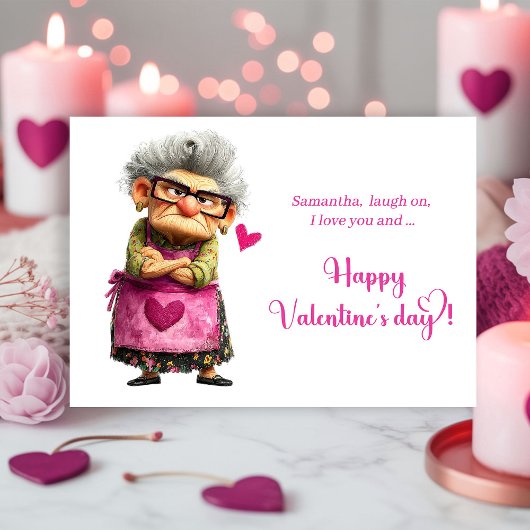Funny Quirky Angry Lady Valentine’s Day Card Feestdagenkaart