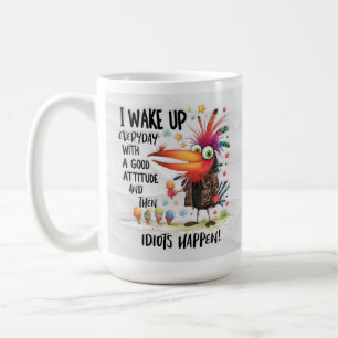 Funny Quirky Bird Coffee Mok - Idioten gebeuren