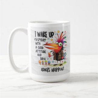 Funny Quirky Bird Coffee Mok - Idioten gebeuren