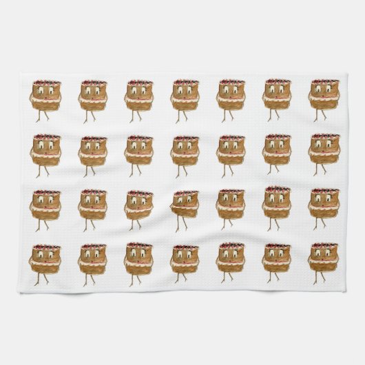 Funny Quirky Black Forest Gateau Chocolate Cake Theedoek (Horizontaal)