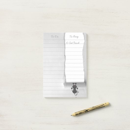 Funny Quirky Cat Tearing Paper Post-it® Notes (Op bureau)