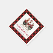 Funny quirky chickens Christmas napkin custom name Servet (Hoek)