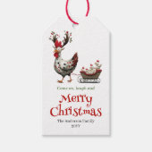 Funny Quirky Chickens Holiday Tag Personalized Cadeaulabel (Voorkant)