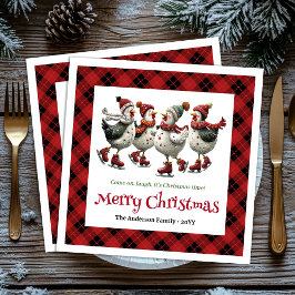 Funny quirky chickens napkins personalized Christm Servet