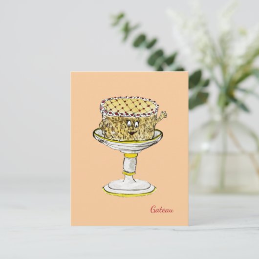 Funny Quirky Cute Gateau Weird Cake Art Humor Briefkaart (Staand voorkant)