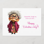 Funny Quirky Lady Bringing Fun Valentine Feestdagenkaart (Voorkant)