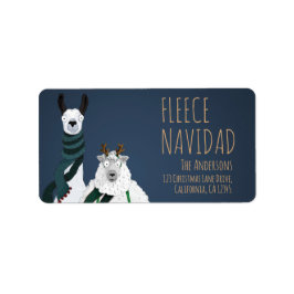 Funny Quirky Llama & Sheep 'Fleece Navidad' Pun Etiket