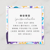 Funny Quirky Pattern Graphic Designer Illustrator Vierkante Visitekaartje (Achterkant)