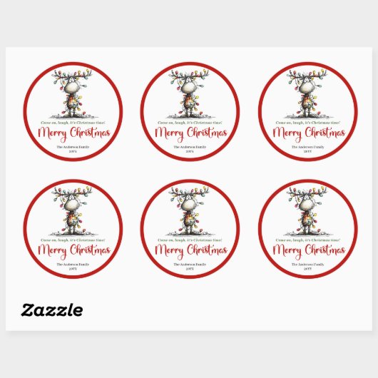 Funny quirky reindeer sticker with Christmas light (Vel)