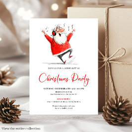 Funny Quirky Santa Claus Christmas Party Invite Kaart