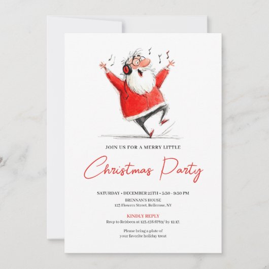 Funny Quirky Santa Claus Christmas Party Invite Kaart (Voorkant)