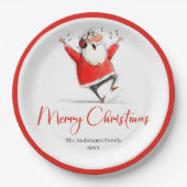 Funny Quirky Santa Claus Festive Holiday Plates Papieren Bordje (Voorkant)