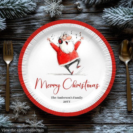 Funny Quirky Santa Claus Festive Holiday Plates Papieren Bordje