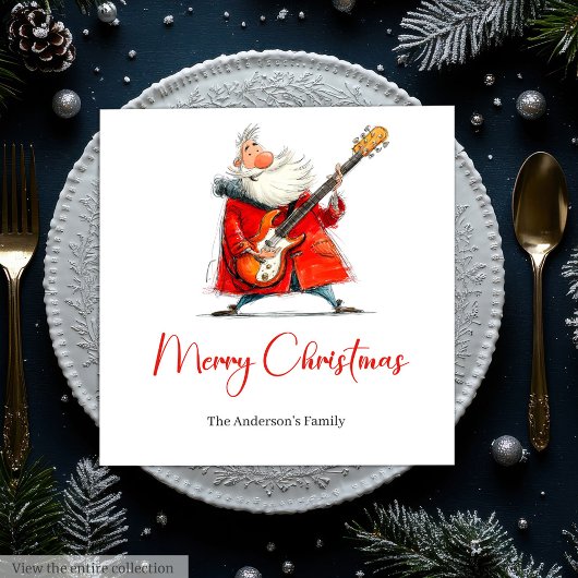 Funny Quirky Santa Festive Holiday Dinner Napkins Servet