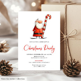 Funny Quirky Santa Hand-Lettered Party Invite Kaart