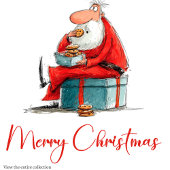 Funny Quirky Santa Watercolor Holiday Napkins Servet