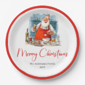 Funny Quirky Santa Watercolor Holiday Plates Papieren Bordje (Voorkant)