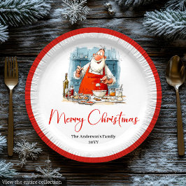 Funny Quirky Santa Watercolor Holiday Plates Papieren Bordje
