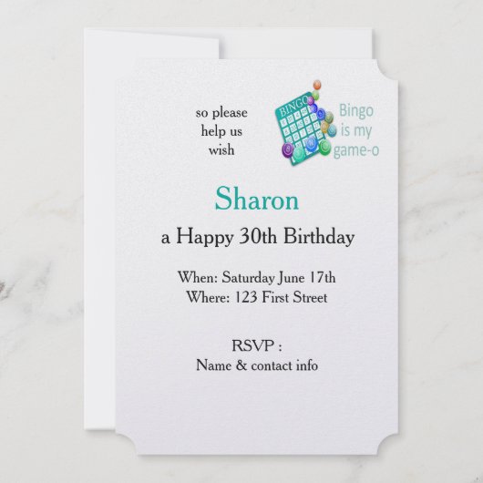 Funny Quote Bingo Theme Birthday Custom nodigt uit Kaart (Achterkant)