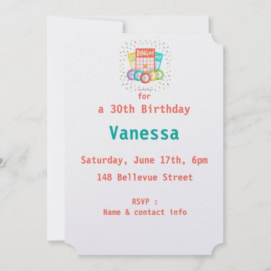 Funny Quote Bingo Theme Birthday Custom nodigt uit Kaart (Achterkant)