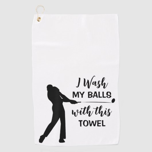 Funny Quote Black Script Golf Towel Golfhanddoek (Voorkant)