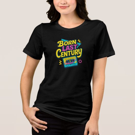 Funny Quote Born Last Century Cassette Tape Tri-Blend Shirt (Voorkant)