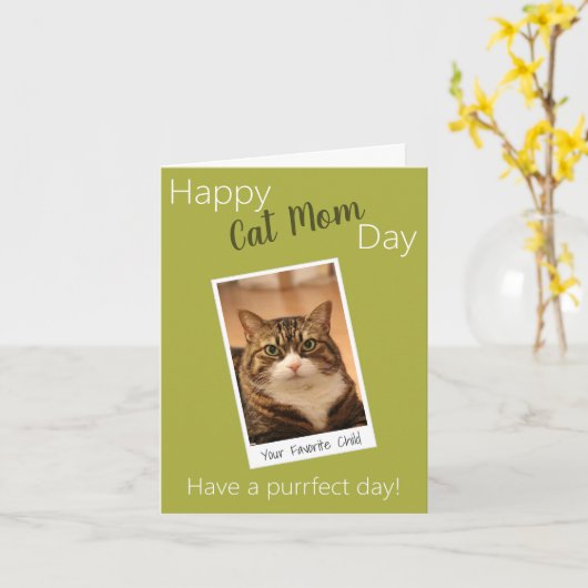 Funny Quote Cat mam Moederdag Aangepaste groene fo Kaart (Gele Bloem)