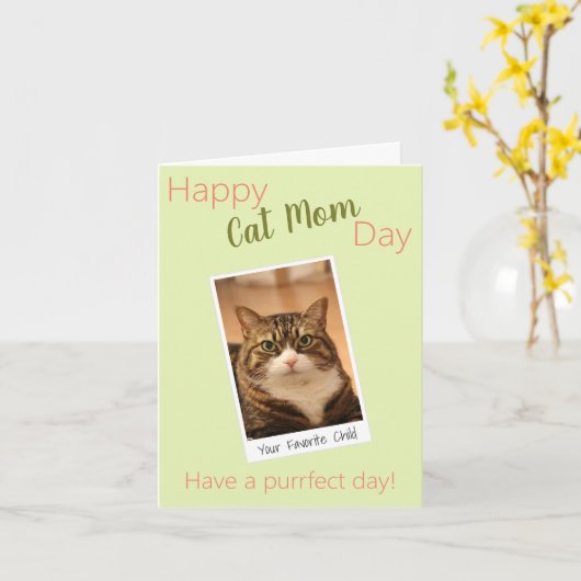 Funny Quote Cat mam Moederdag Aangepaste groene fo Kaart (Gele Bloem)